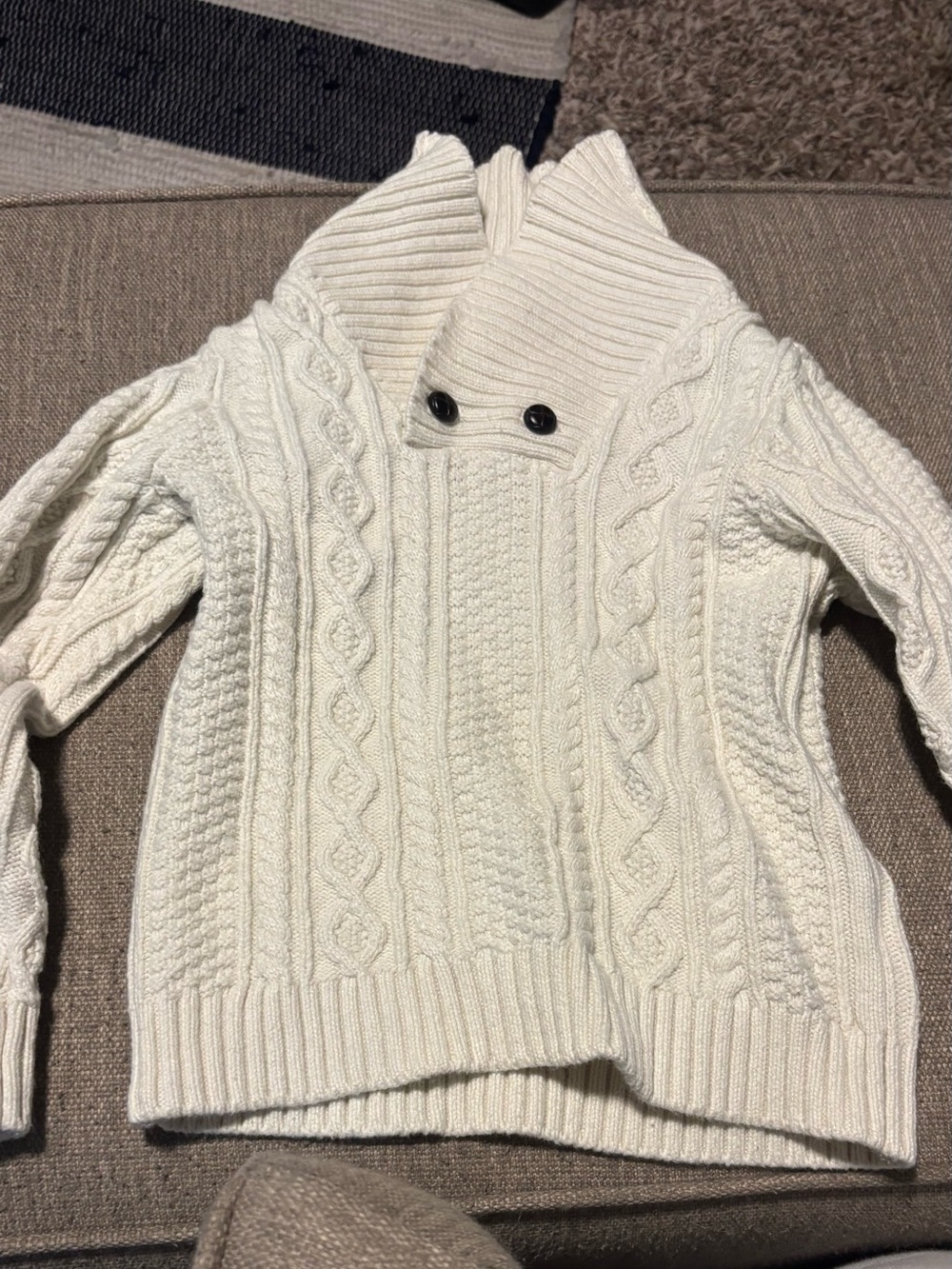 Janie and Jack Cream Cable-Knit Turtleneck Sweater with Button Placket
